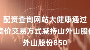 配资查询网站大健康通过集中竞价交易方式减持山外山股份850